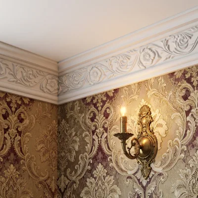 Lightweight Polyurethane Pop Foam Cornices Moulding for Household Villa Indoor Ceiling Wall Aesthetic Interior Decoration