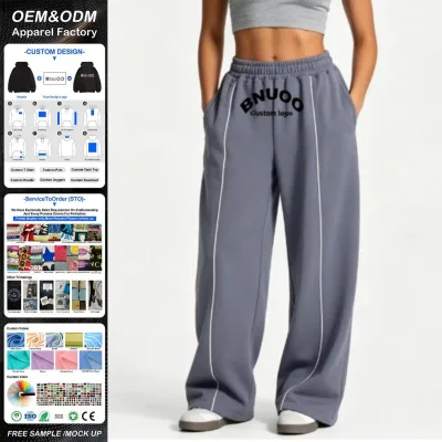 OEM/ODM Service Custom Oversized Fit Wide Leg Jogger Cotton Women's Sweatpants Women's Pants & Trousers