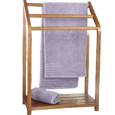 Bamboo Versatile Teak Towel Rack Bathroom Shelf Wooden Storage Rack