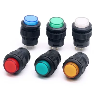 16mm Round LED Plastic Push Button Switch, Thread Mount, Latching & Momentary Power Switch