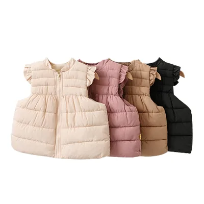 New Ruffled Edge Sleeveless Warm Vest Unisex Kids Coat Jacket Children Clothes Baby Puffer Coats Vest