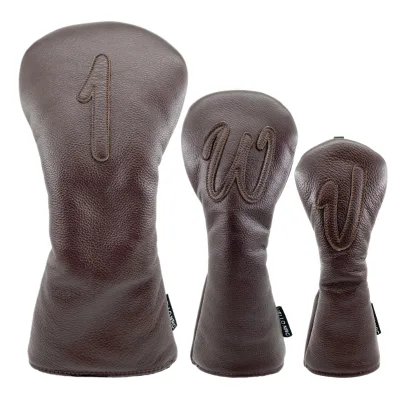 Best Seller NEW Dermis Cowhide Golf Head Covers Genuine Leather Bulk Retail Driver Accessories Plain Golf Headcovers