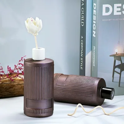 200ml Aroma Glass Bottle With Strips and Label Area with the Red Copper Color Painted the Historical Feeling