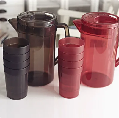 Custom Logo 1.8L Plastic Cooler Water Jug with Cups Set Wholesale BPA Free Household Used Cold Water Kettle Fridge