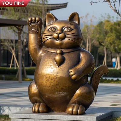 Outdoor Large Bronze Lucky Cat Statue