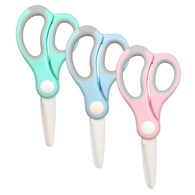 Portable Safety Food Cutter Kitchen Household Baby Ceramic Safety Food Scissors with Plastic Cover