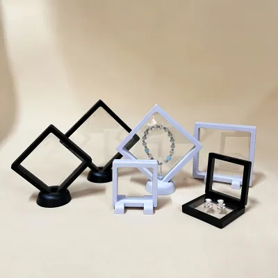 Modern Style Plastic Floating Display Box Transparent Pe Film, Jewelry Storage Box for Earrings Necklaces Ornament Storage Box