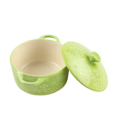 Japanese Handmade Mini Cute Ceramic Casserole Oven Safe Creme Brulee Ramekins Bowl With Lid for Baking