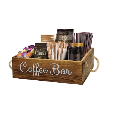 Customize a Cheap Wooden Box for Coffee Station Packaging with a Small Detachable Divider Inside DX Brand