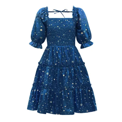 Baby Girls Clothing Toddler Bigger Size Kids Clothes Summer Dress Puff Sleeve Party Dress for Baby Girls