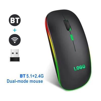 Silent Mouse BT Ultra-thin Rechargeable Colorful 2-4ghz Optical Computer Wireless Gaming Mouse