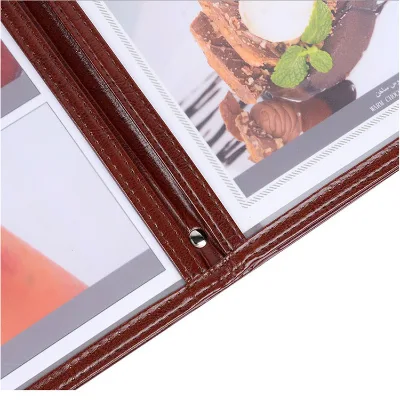 Size A4 Single Page 2 View Menu Cover High-grade Hotel Menu Holder  PU Leather Border Menu Cover
