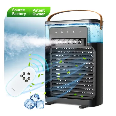 Air Conditioner Personal Space 3-in-1 Evaporative Air Cooler Desk Humidifier, and Dual Fans 3 Adjustable Speeds and 7 LED Lights