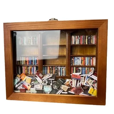 Miniature Wooden Bookshelf Anti-Anxiety Bookshelf Ornament Wooden Bookshelf Display Cabinet