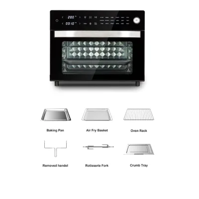 Black French Door Air Fryer 30L Electric Digital Air Fryer Toaster Oven Multi-Function Household Air Fryer Over