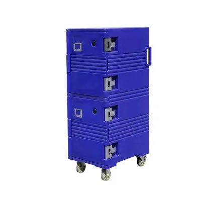 Durable 2-Tier Insulated Food Warmer Box - 120L Stackable Thermal Transport Cabinet with Casters for Restaurant & Hotel Catering