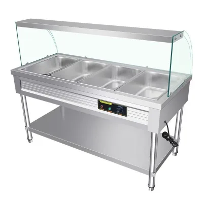 Custom-Made Fast-Food Electric Food Warmer Display: Stainless Steel Bowl Marie Buffet Warmer