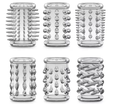 Finger Sleeve Cock Rings Set of 6 Penis Sleeves Sex Toys for Men