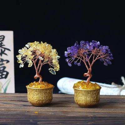 Wholesale Natural Rose Quartz Crystal Tree Gemstone of Life Figurine Love Healing Positive Energy Feng Shui Decor for Sale