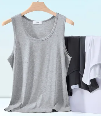 Custom Logo Modal Tank Top Men Summer Quick Dry Cotton Vest Men Sports Stretch Sleeveless Tees