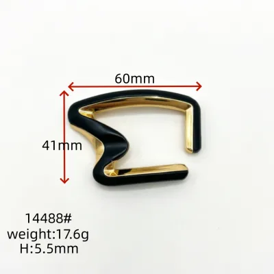 Modern Black Enamel Gold Metal Shoe Buckle Geometric Design for Women Heels Sandals DIY Footwear Accessories Jinqiuri