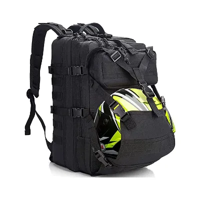 Motorcycle Helmet Backpack Printing Zipper Bag Fashion Customized for Men with Hard Hat Holder, Waterproof Polyester Unisex 500