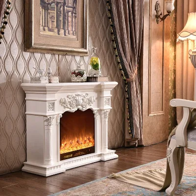 Modern Fireplace Decorative Cabinet Remote Control Custom Solid Wood Freestanding Coal Fireplace for Villa