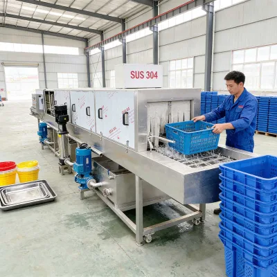 Full Automatic Industrial Stainless Steel High Pressure Basket Washing Machine for Food Processing Factory Usage