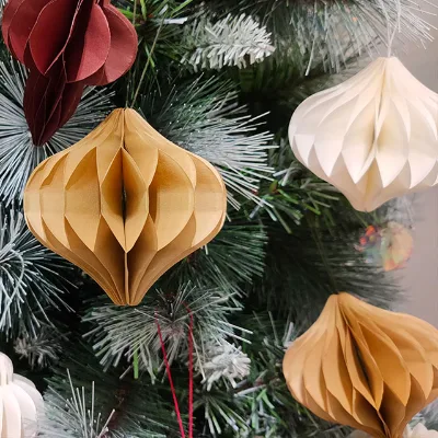 Paper Honeycomb Christmas Chinese New Year & Easter Ornaments Round Wall Hangings for Holiday Decorations