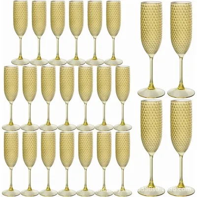 New 6 oz Reusable PS Plastic Wine Goblets Shatterproof Design Suitable Diamond Crystal Plastic Cup for Bars Wedding