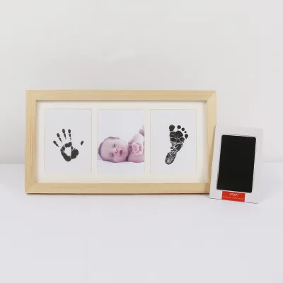 Baby Hand Foot Print Souvenir New Zealand Pine Wash-Free Black Ink Printing Desk DIY 0-3M Newborn Personality Gift Memorial
