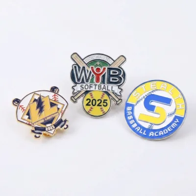 Factory OEM 3D Sports Enamel Pins Softball Baseball Anniversary Team Logo Badges Irregular Shape Lapel Pins for Sports Souvenirs