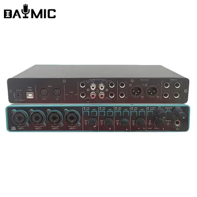 Wholesale 3 Gen 4 in 4 Out Usb Pc Computer Sound Cards Audio Interface 24 Bit192 kHz Resolution for Professional Recording