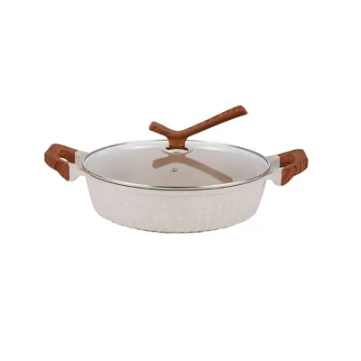 Factory Price Aluminum Die Casting Stock Pots Nonstick Cookware Shallow Casserole with Glass Cover