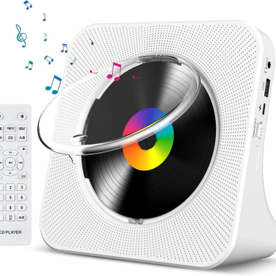 CD Player Portable Bluetooth Desktop CD Player for Home with Timer Built-in HiFi Speakers with LCD Screen Display  FM Radio