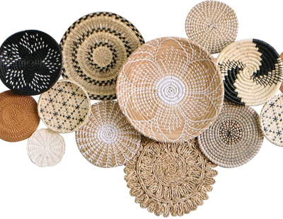 Natural Europe Handwoven Seagrass Vertical Art Deco Hanging Wall Art Home Decor
