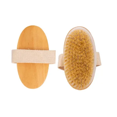 Custom Logo Boar Bristle Dry Skin Body Bamboo Bath Brush