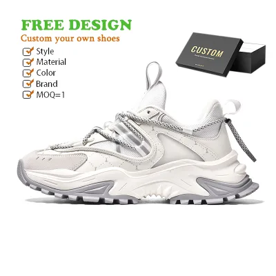 2023 Customizable Shoes Manufacturer Low Moq Thick Sole Running Sneakers Unsix Casual Lace up Spaceship Chunky Shoes for Men