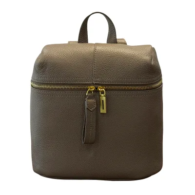 Custom Logo Soft Natural Tumbled Leather Mini Backpack Women Daily Travel Shopping Commute School Lightweight Rucksack