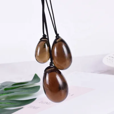 2023 Smokey Quartz Yoni Eggs Wholesale 3 in 1 Jade Eggs Set With String Gia Certified Smoky Quartz Crystal Yoni Eggs for Women