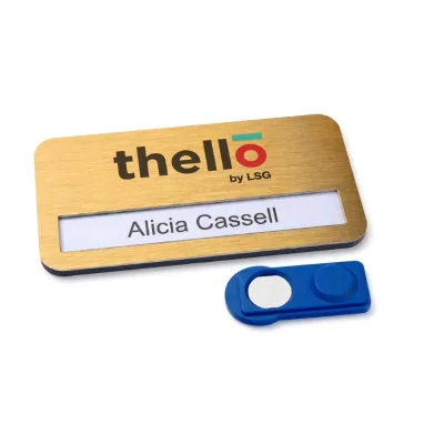 OEM Reusable Window Name Tags Custom Your Own logo Nameplate Laser Cutting Metal & Plastic Lapel Name Badge with Magnet Back