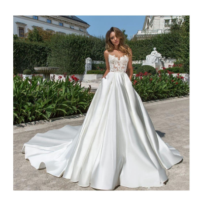 Bride Sexy Appliques Girl Party Long Custom Wedding Dress