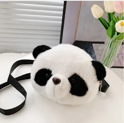 Girls New Panda Plush Backpack Doll Cartoon Cute Mobile Phone Shoulder Bag Diagonal Bag PP Cotton Filled 11-30cm Claw Machine