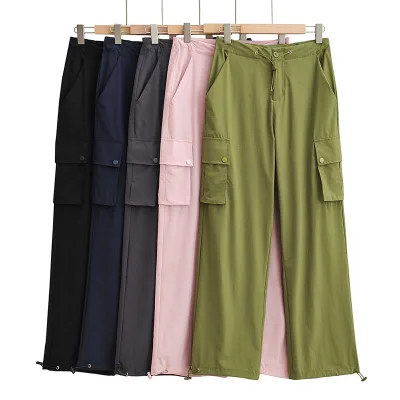 Women's Casual PantsWomen Loose Stylish Fashion Low Waist Windproof Leisure Cargo Pants With Pockets