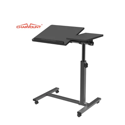 Charmount Ergonomic Desk Portable Mobile Office Height Adjustable Laptop Table with Four Locking Casters Tilt Adjustment