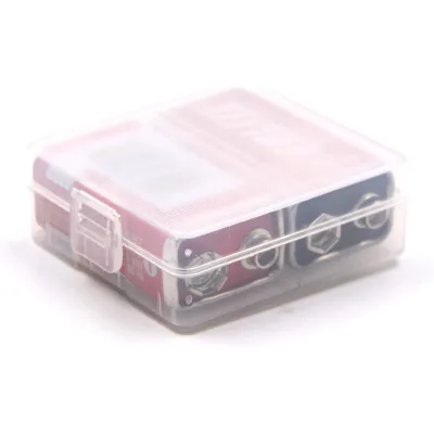 GTB-9002 Globaltone Transparent Plastic 9V Battery Storage Case for 2 X 9V Batteries Free Hanging Organizer 54x52x19mm