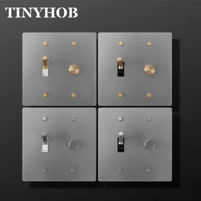 2 Gang Rotary Dimmer Light Switch Stainless Steel Panel Wall Mount Dimmable Light Control Switch for Home Interior Decoration