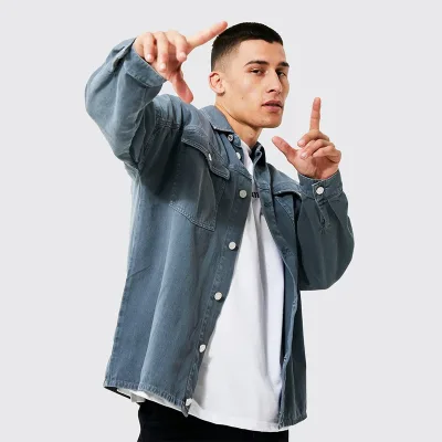 Fashion Brand Vintage Denim Shirt, Men's Spring Autumn Handsome Loose Casual Long Sleeve Shirt Coat