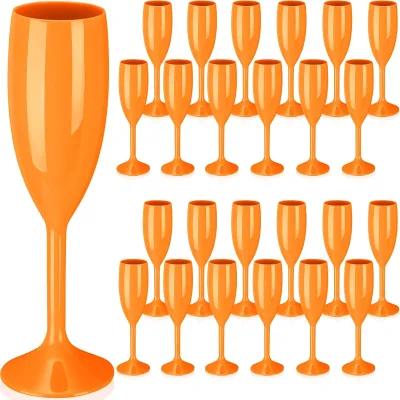 6oz 175ml Custom Acrylic Wine Glasses Goblet Cups Wholesale clear Yellow White Plastic champagne Flute for Wedding