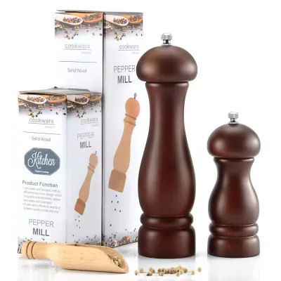 Pepper Mill Wood High Quality Coarseness Adjustable Manual Salt Spice Mill Ceramic Core Wood Pepper Mill